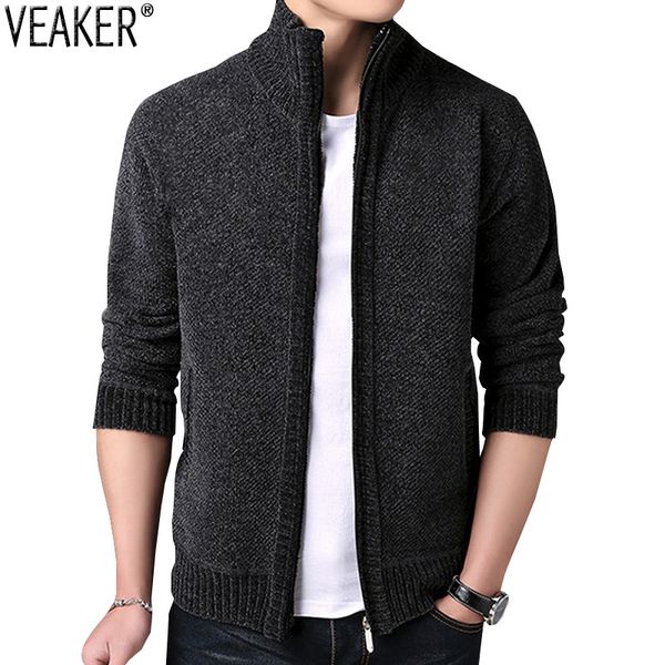 

2019 new men's sweaters male autumn winter thick sweatercoat zipper knitted sweater jackets men cashmere knitwear coat -3xl, White;black