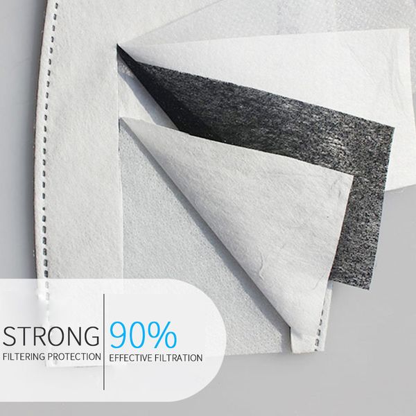 

50 шт. / лот pm2. 5 активированный уголь маска для лица фильтр сменная маска 5 слоев нетканые вставки защитный фильтр маска agj6