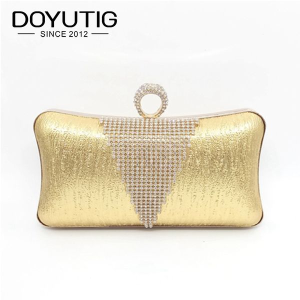 

selling woman's evening bag gold glittered clutch bags female wedding handbags party banquet girl crystal shoulder bags a133