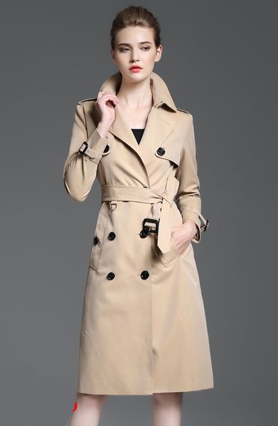 

the british bf wind autumn new long style trench coat girl's knee is over the waist u1, Tan;black