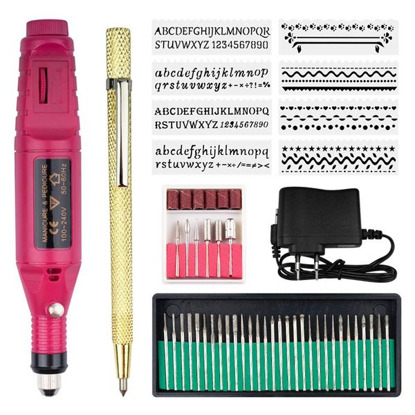 

electric micro-engraver pen mini diy vibro engraving tool kit for metal glass ceramic plastic wood jewelry with 6 polishing head
