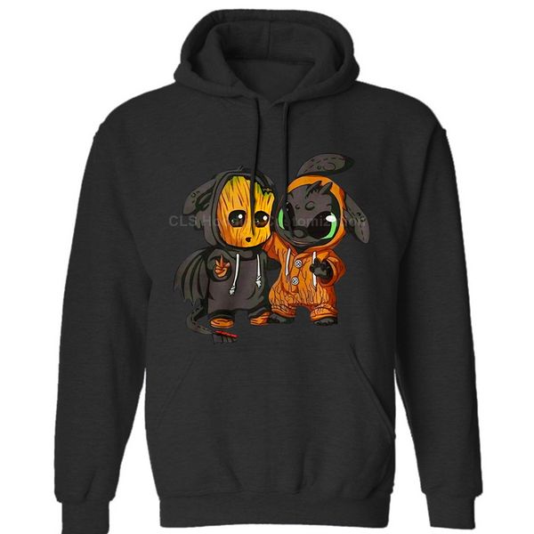 

baby groot and toothless mens neutral (womens) winter hoodies sweatshirts ing, Black