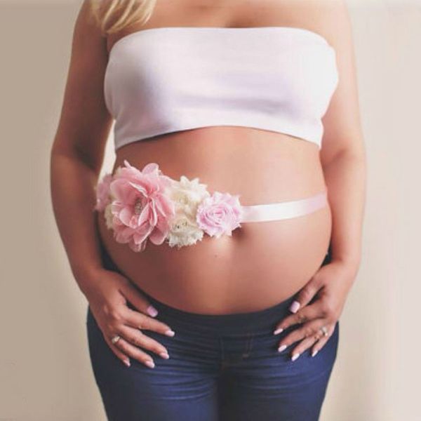 

flower maternity sash pregnant woman pgraphy prop occident pregnant women newborn decorative belt c965, White