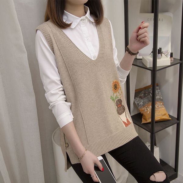 

new korean v-neck knitted shirt, vest,sweater, waistcoat, Black;white