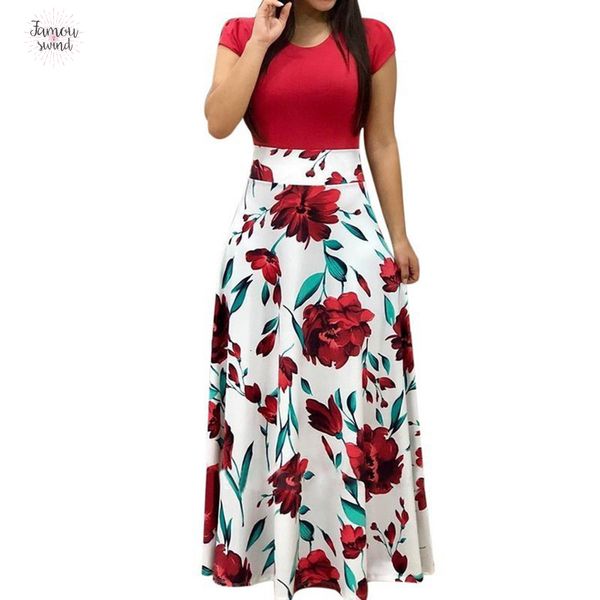 

очаровательная цветочные лето maxi платье пэчворк 2019 вскользь с коротким рукавом vintage boho пляж длинное платье vestidos женщины, Black;gray