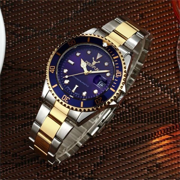 

dropshipping new 21 colors quartz men watch calendar waterproof steel strap watches can swimming mezczyzni ogladac, Slivery;brown