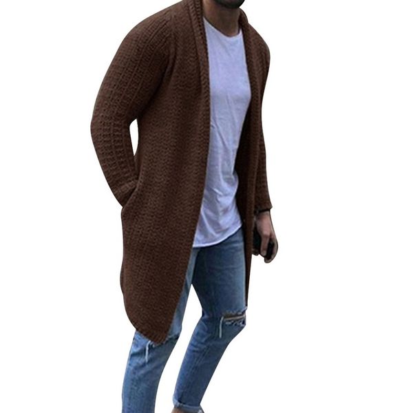 

oeak men knitted overcoat 2019 autumn stylish men cardigan knitted sweaters streetwear casual solid long sleeve slim outwear, White;black