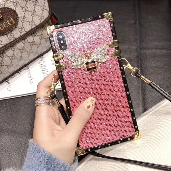 

Побрякушки Блеск Bee ТПУ бампер телефона крышка для IPhone XS Max / XR 6/7/8 Plus противоударны