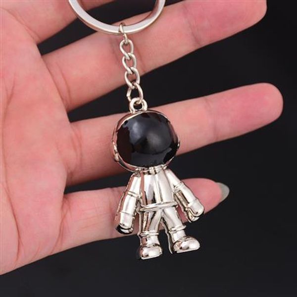 

space robot keychain high-end car men's metal waist hanging key pendant creative custom key ring, Silver