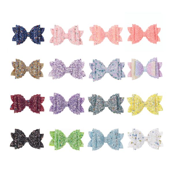 

cute 20pcs/lot boutique sequin shiny hair bows for baby girls headbands hair clips diy headwear accessories, Slivery;white