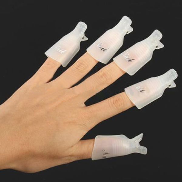 

10 pcs/set plastic acrylic nail art smart soak off clip cap gel polish remover wrap makeup tool 3 colors