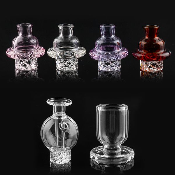 Atacado Carb Cap Stand Suporte de vidro ciclone spin rosa roxo Hookahs para 25mm flat top quartz banger dab Terp Pearls bong