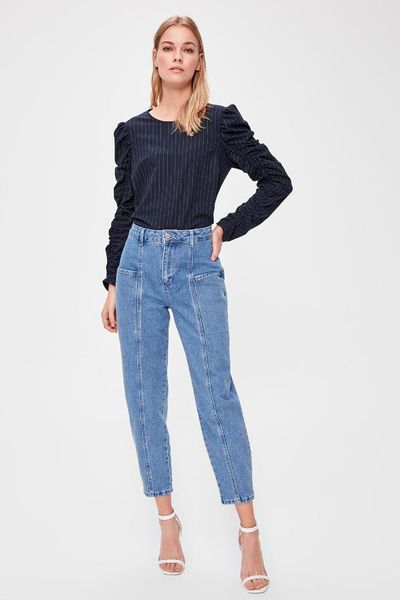 

trendyol карманный detail high bel воздушный шар jeans twoaw20je0278, Blue