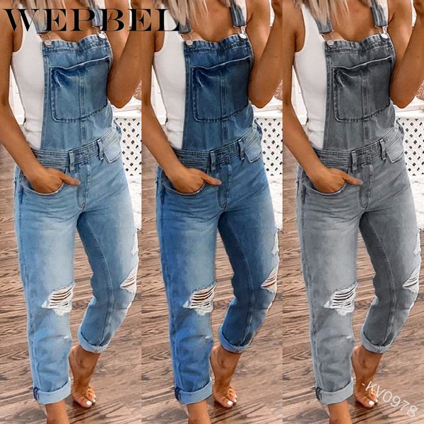 

wepbel женского спортивных плечи ремней ripped hole denim комбинезон повседневных летние джинсовые комбинезоны комбинезоны, Black;white