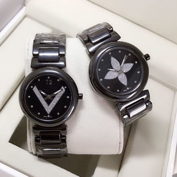 

quality ceramic womens watch quartz movement white&black bezel fashion 36mm&26mm ladies wristwatches gift ing, Slivery;brown