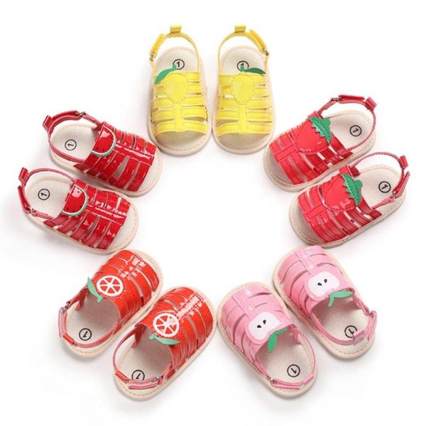 

summer baby 0-18m boys girls cute print breathable anti-slip sandals toddler soft soled shoes, Black;red