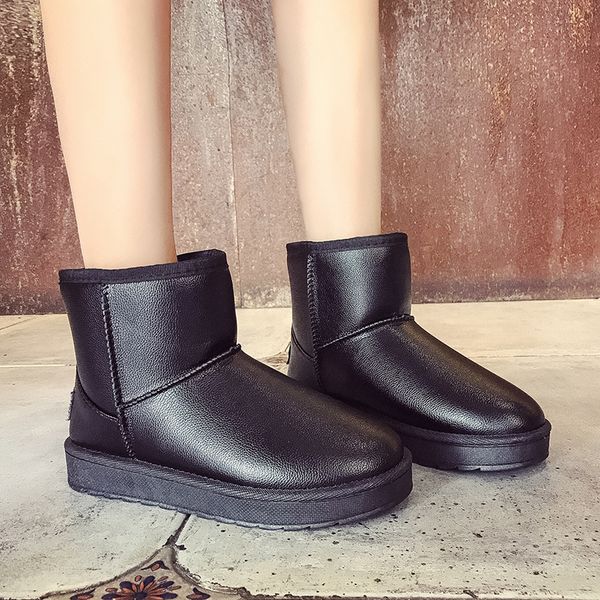 

women winter warm slip on snow boots ladies suede casual buckle platform boots short furry plush woman fashion female u11-57, Black