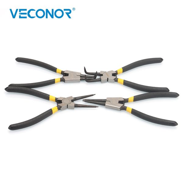 

4pcs 6 inch circlip & snap ring pliers internal external straight curved retain hand tools carbon steel for electrical working