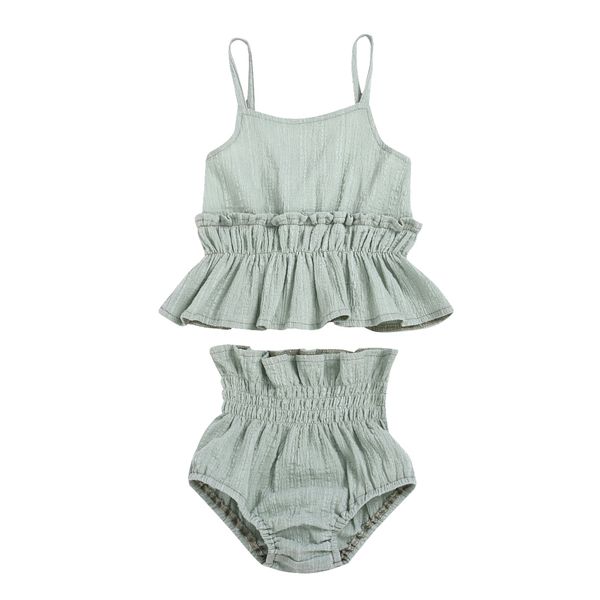 

симпатичные новорожденных девочек одежда без рукавов топы + трусы 2шт наряды набор сплошной цвет милые комплекты одежды лето sunsuit, White