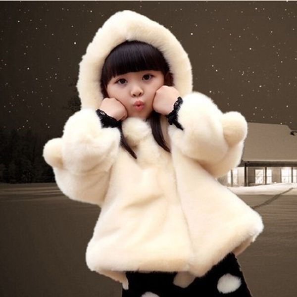 

2018 autumn winter girls faux fur coat cotton jacket for girls hooded coats baby child christmas thickened kids warm clothes, Blue;gray