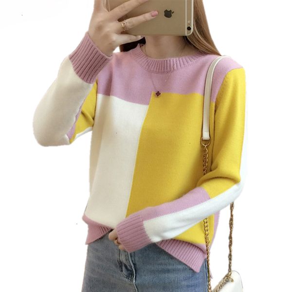 

pull femme woman sweaters contrast color winter sweater women long sleeve jumper women sweater and pullover knitted pullover female, White;black