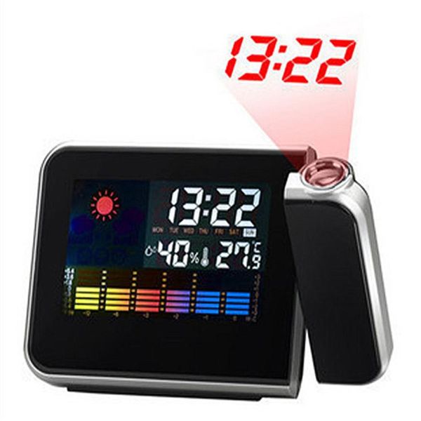

lcd projection digital weather snooze alarm clock led backlight color display drop shipping j25 30