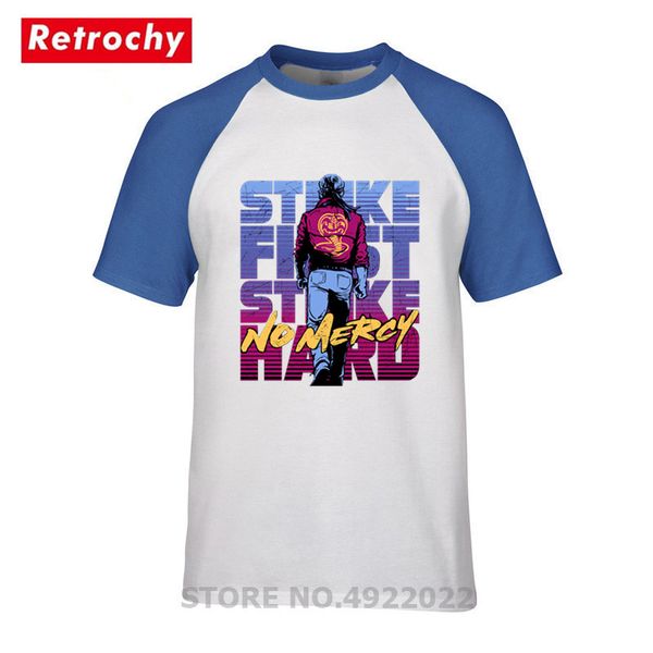 

retro 80s cobra kai t shirt awesome karate kids teen stylish crew neck t-shirt leisure johnny no mercy lawrence men hiphop shirt, White;black