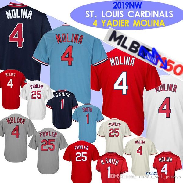 

1 Ozzie Smith jerseys 4 Yadier Molina 25 Dexter Fowler stitched Embroidery Baseball Jerseys new 2019 150th patch