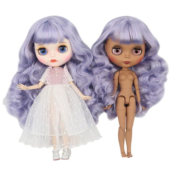 

icy factory blyth doll bjd mix violet hair joint body matte face, 30cm 1/6 bl1049/6005