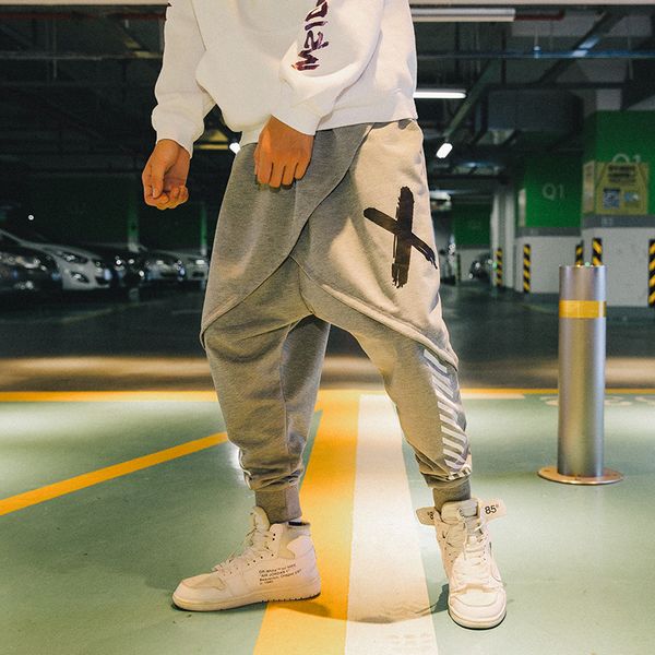 

zogaa 2019 new men's fashion harem pants cotton casual full length pants plus size 5 xl men's drawstring joggers, Black