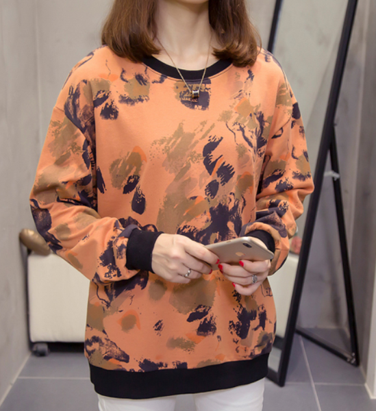 

plus size painted pullovers sweatshirt women korean style loose oversized aesthetic trendy autumn hip hop streetwear pf32, White;black