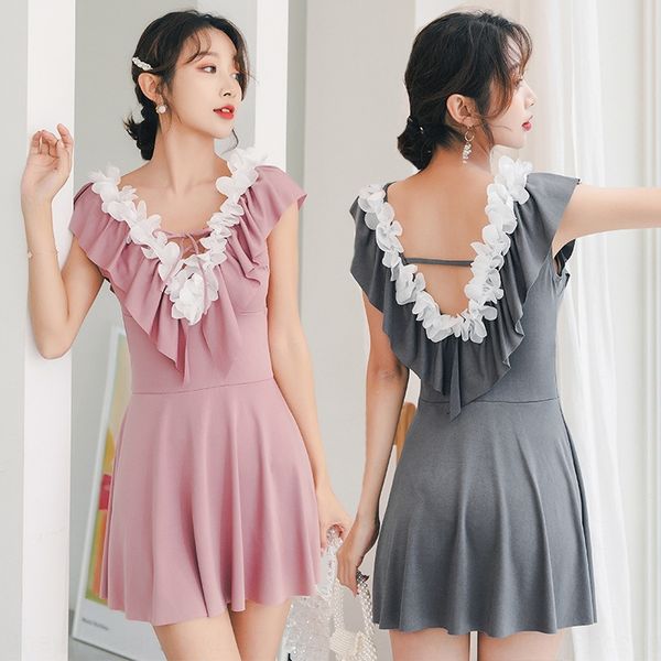 

ybhuv female one-piece conservative belly-covering hipster fairy beach ins wind female one-piece conservative belly-covering hips, White;black