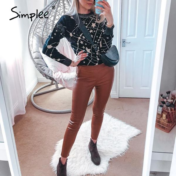 

simplee solid pu leather fashion pencil pants women zipper pockets casual lady long trouser plat skinny bottoms punk female pant, Black;white