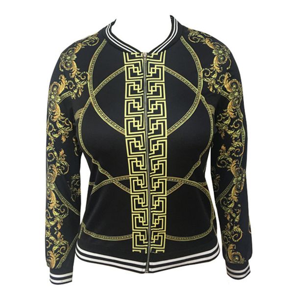 

return women jacket digital positioning printed long- sleeve thin jacket, Black;brown