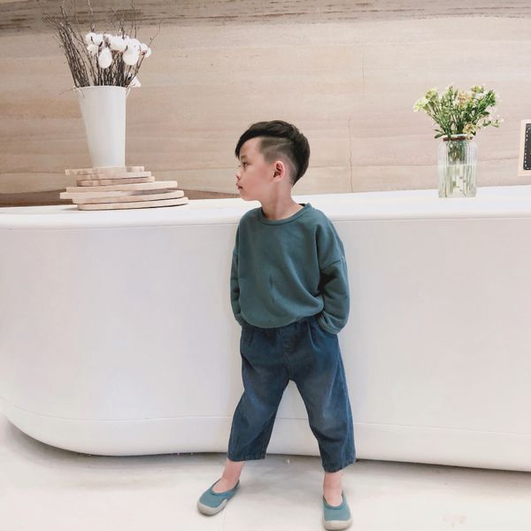 

forest map children's autumn korean map jeans plate wash water nine-point jeans men's and women's and children's, Blue