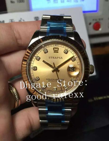 

luxury men's sapphire crystal watch 2813 mechanical watches diamond 126333 gold men 116333 sapphire 126301 datejust perpetual wristwatc, Slivery;brown