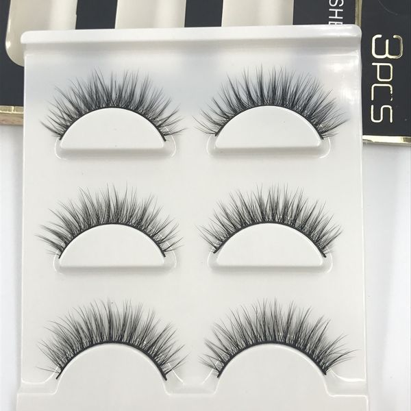 

false eyelashes 3 pairs natural fake lashes long makeup 3d mink extension eyelash for beauty
