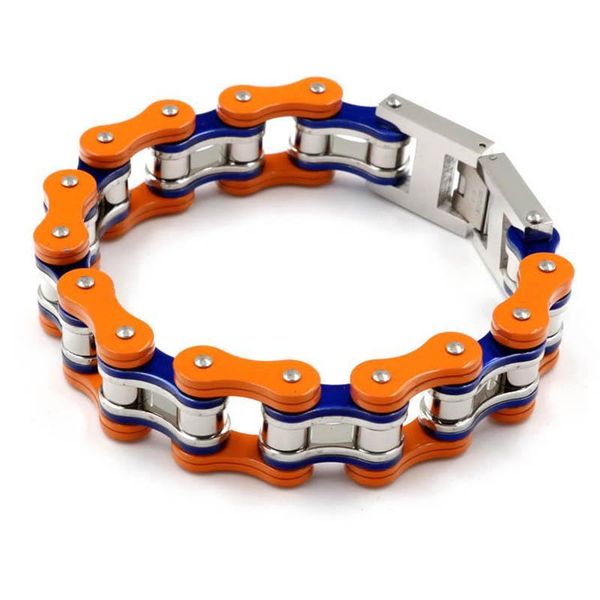 

fashion stainless steel bracelets biker bicycle motorcycle chain bracelet silver charm jewelry for men punk party gift, Black