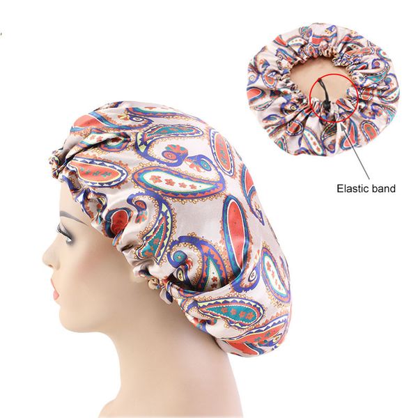 

bulk 10pcs/lot african ankara hair bonnets women satin silky inner turban head wrap sleep cap hair care hat caps tb-77b, Blue;gray