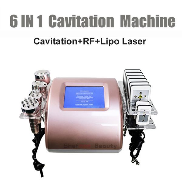 

6 in 1 ultrasonic cavitation slimming machine radio frequency face lifting lipo laser vacuum rf skin tightening weight loss body shaping