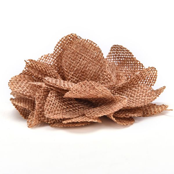 

1pc natural jute burlap hessian flower rose handmade vintage wedding decoration party decoration hat craft diy accessories christmas decorat