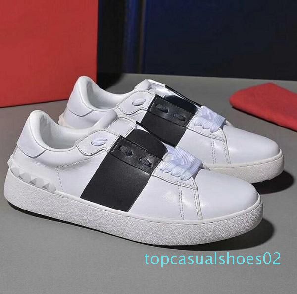 

brand designer shoes rochstuds untitled calfskin leather sneaker luxury men women studs platform trainers party shoes box t02, Black