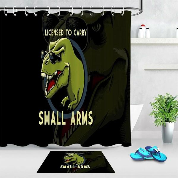 

polyester fabric little dinosaur with sunglasses shower curtain bathroom hooks
