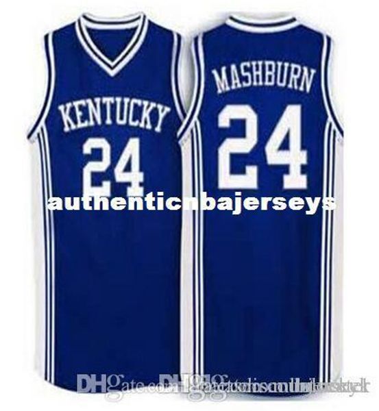 

factory outlet #24 jamal mashburn kentucky wildcats basketball jerseys embroidery stitched personalized custom any size and name jersey, Black;blue