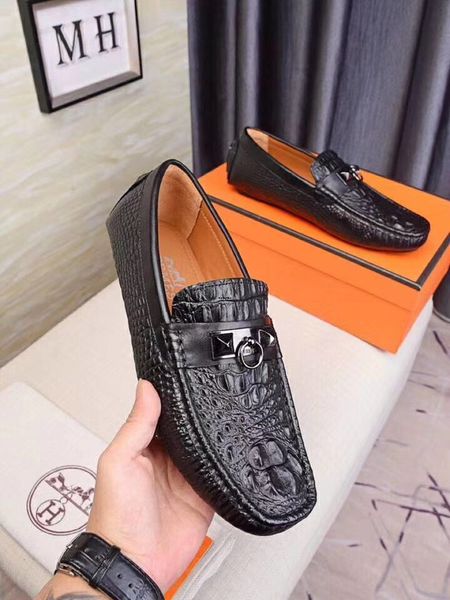 

19ss leather shoes men big size 38-45 new split casual shoes fashion driving moccasins slip on loafers flat shoes, Black