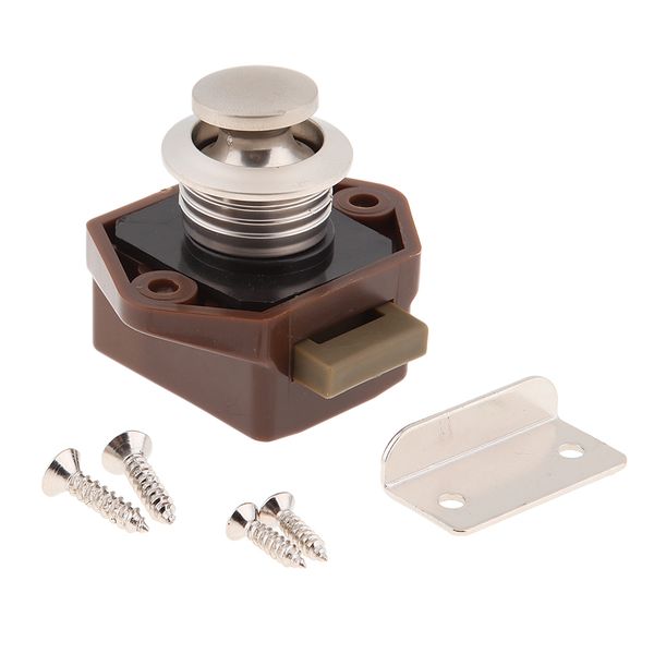 

marine boat motorhome push button latch keyless drawer cupboard door catch lock latch knob -brown