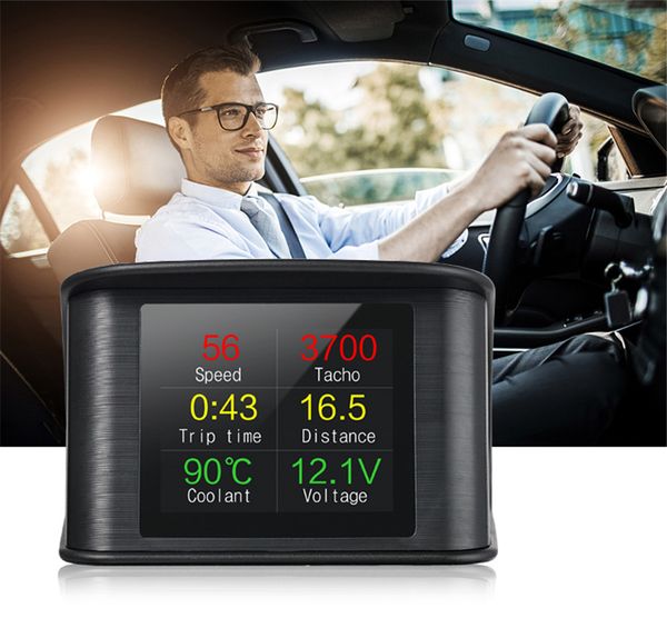 

hud-p10 automobile trip on-board computer car digital obd2 and euobd port driving computer display speedometer temperature gauge
