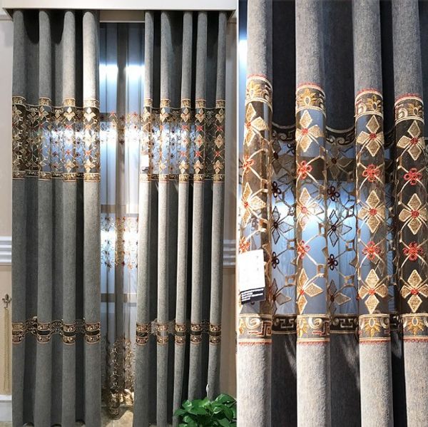 

shernier stitch embroidered peach blossom plum flowe curtains for living dining room bedroom