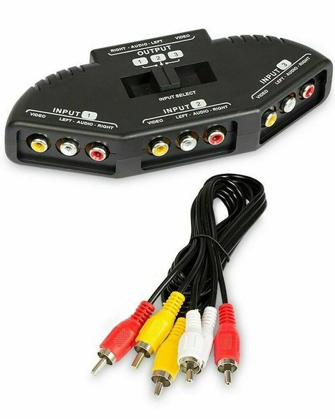 

3-way rca switcher splitter 3 в 1 из rca audio video av selector  кабелем