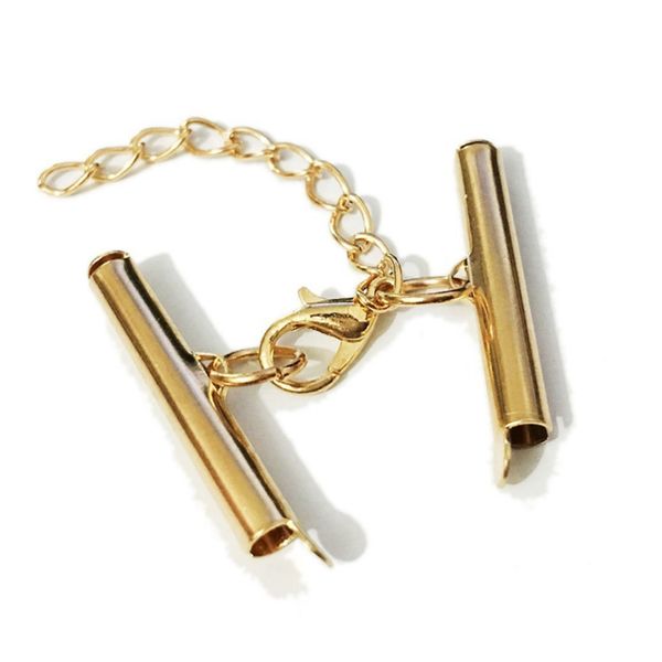 

5sets 10 15 20 23 30 40mm multi strand slide tube clasps lobster extension clasp connector for necklace jewelry findings, Blue;slivery